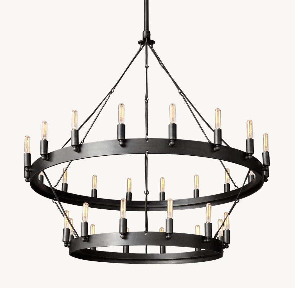 Camena Vintage Filament Two-Tier Chandelier - Zelno Lighting