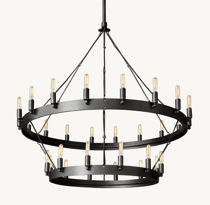 Camena Vintage Filament Two-Tier Chandelier - Zelno Lighting