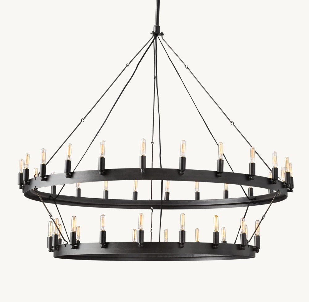 Camena Vintage Filament Two-Tier Chandelier - Zelno Lighting