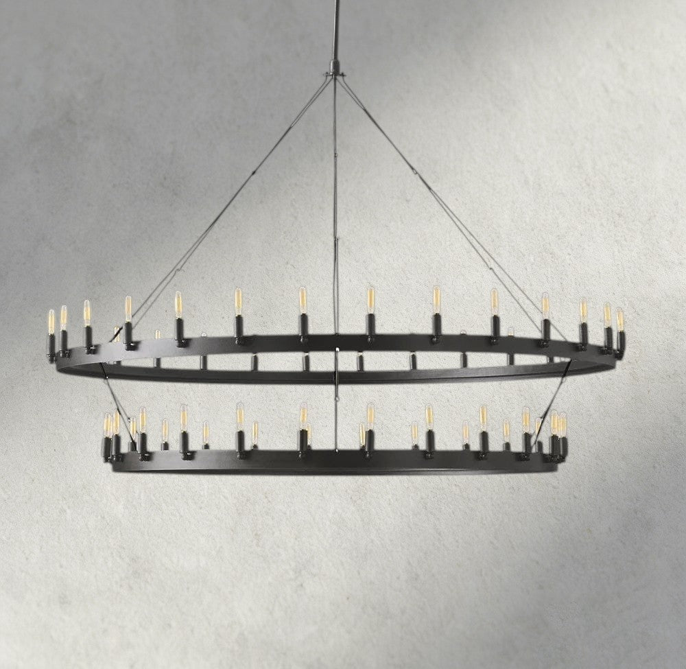 Camino Vintage Filament Two-Tier Chandelier 38", 50", 63", 71" - Zelno Lighting