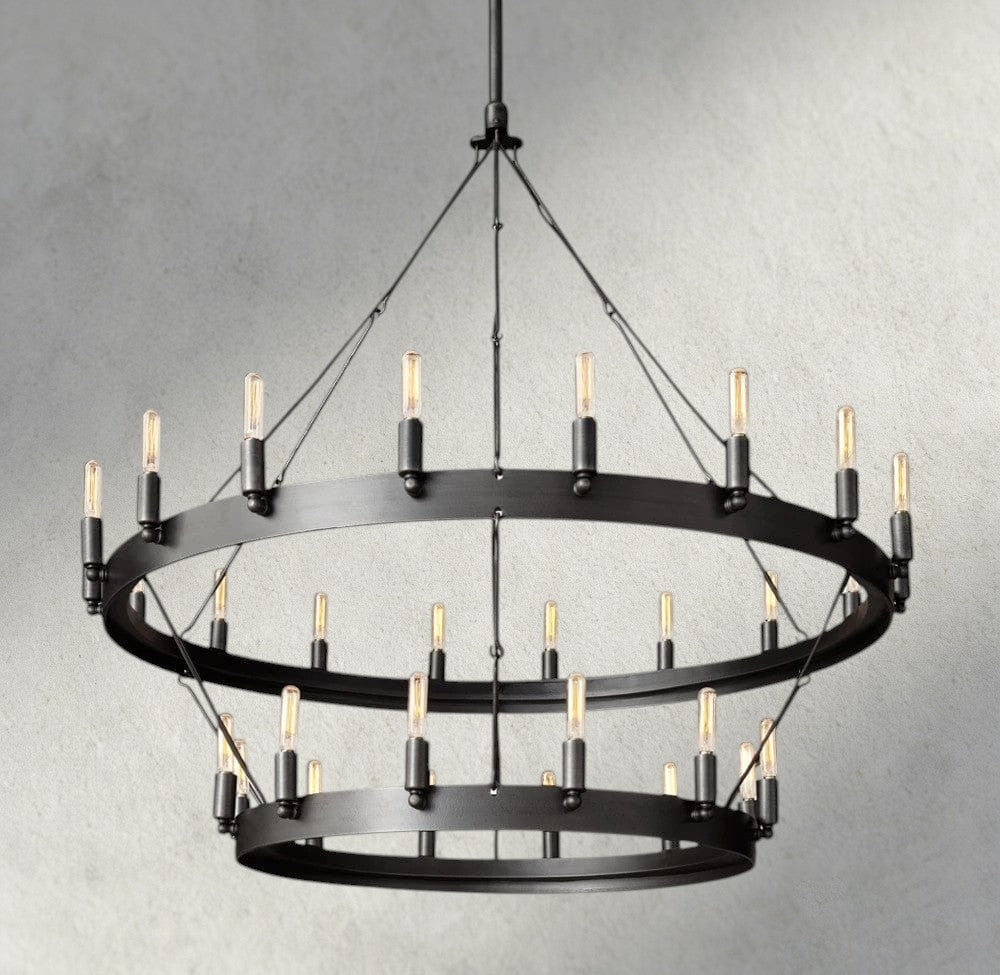 Camino Vintage Filament Two-Tier Chandelier 38", 50", 63", 71" - Zelno Lighting