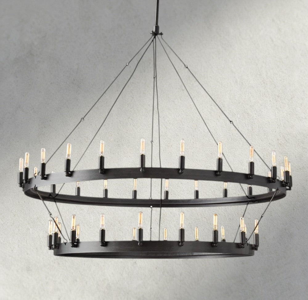 Camino Vintage Filament Two-Tier Chandelier 38", 50", 63", 71" - Zelno Lighting