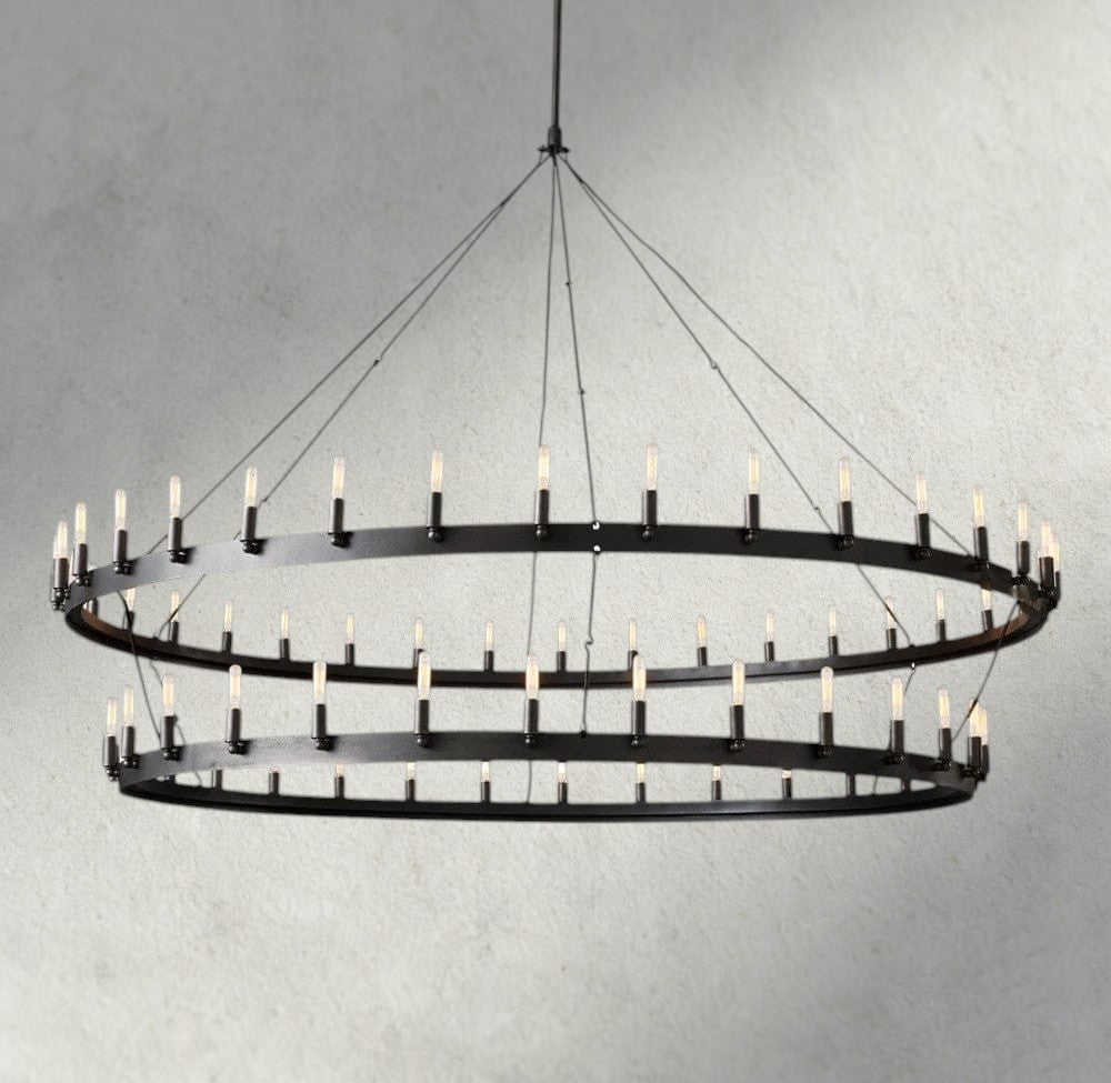 Camino Vintage Filament Two-Tier Chandelier 38", 50", 63", 71" - Zelno Lighting
