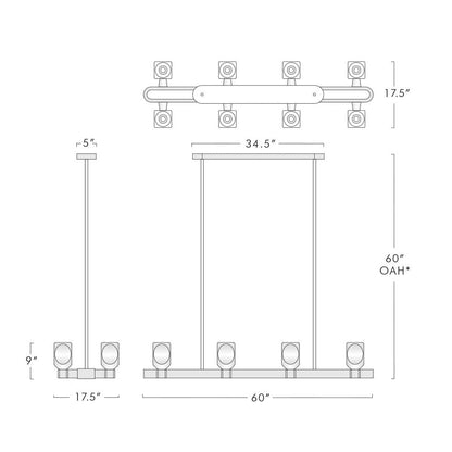 Canson Linear Modern 8 lights Dining Room Chandelier - Zelno Lighting