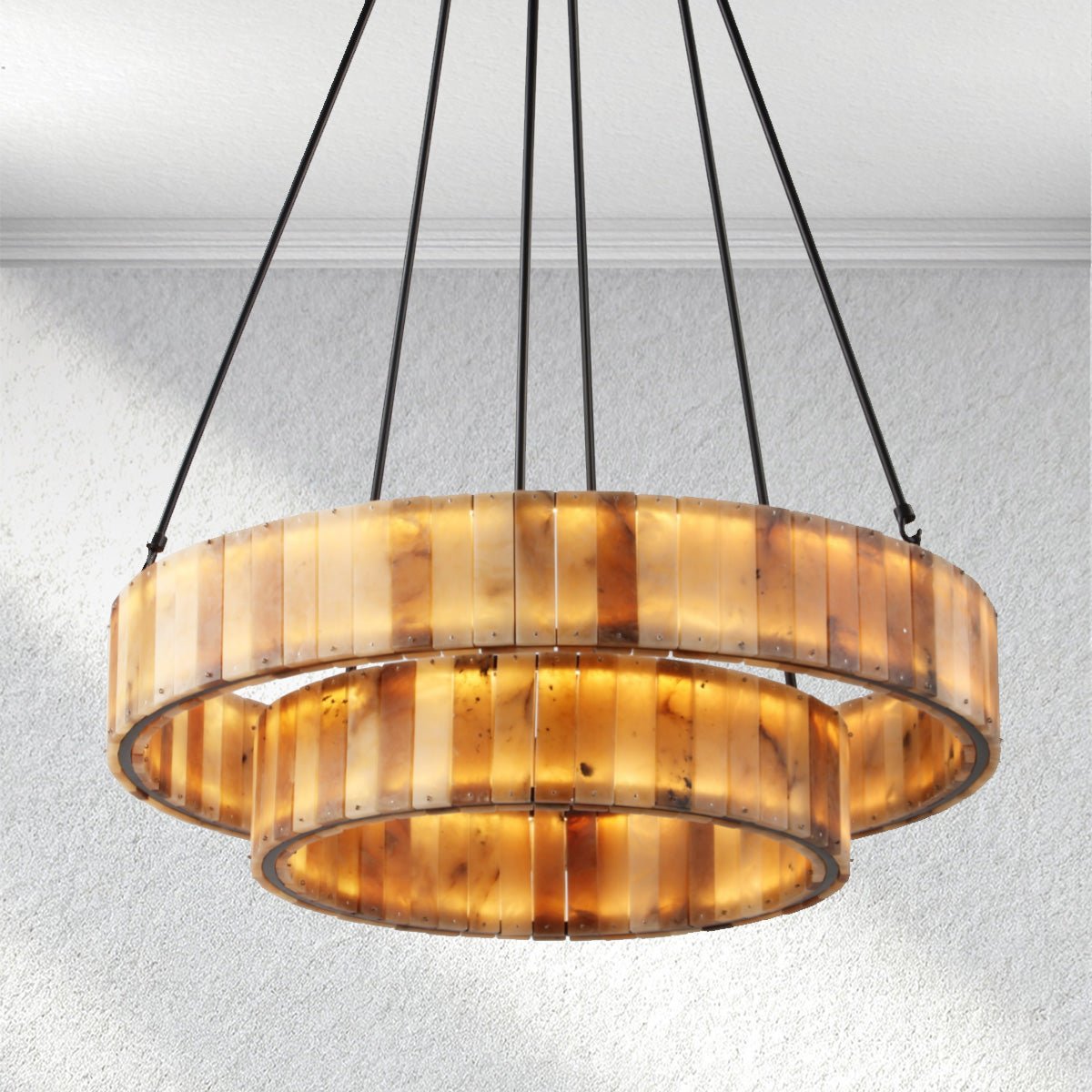 Carey Eterna Alabaster Round Chandelier - Zelno Lighting