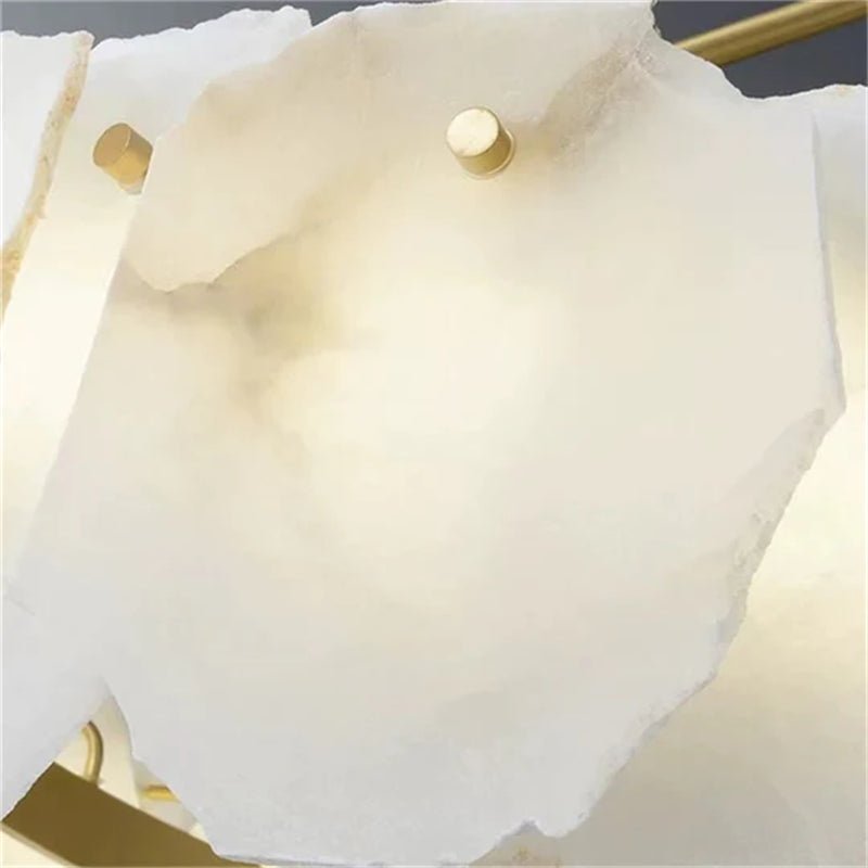 Carlos Alabaster Modern Snowflake Linear Chandelier Over Dining Table - Zelno Lighting