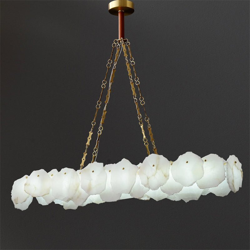 Carlos Alabaster Modern Snowflake Linear Chandelier with Chain - Zelno Lighting