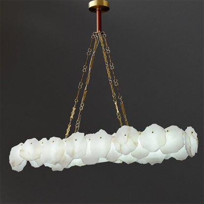 Carlos Alabaster Modern Snowflake Linear Chandelier with Chain - Zelno Lighting