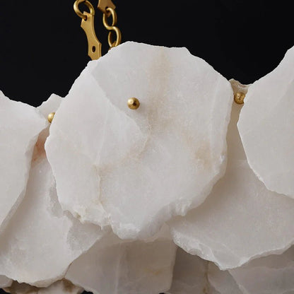 Carlos Alabaster Modern Snowflake Linear Chandelier with Chain - Zelno Lighting