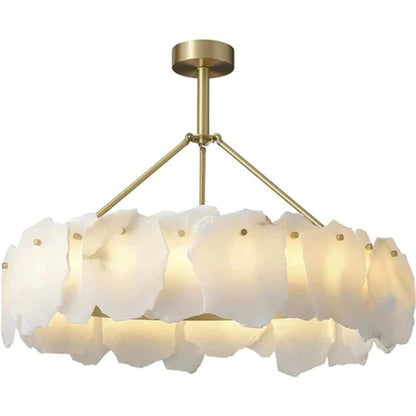 Carlos Alabaster Modern Snowflake Round Chandelier - Zelno Lighting