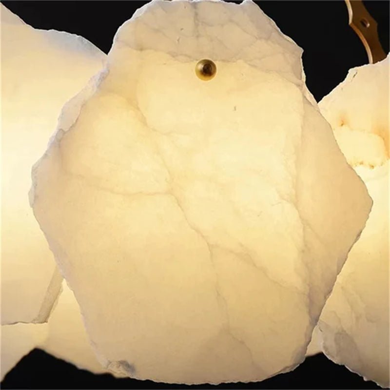 Carlos Alabaster Modern Snowflake Round Chandelier - Zelno Lighting