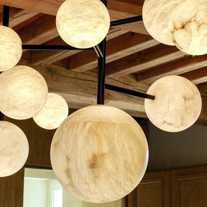 Carol Sphere Delight - Modern Artistic Alabaster Chandelier Light - Zelno Lighting