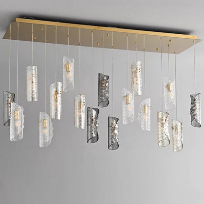 Cascading Textured Glass Chandelier - Zelno