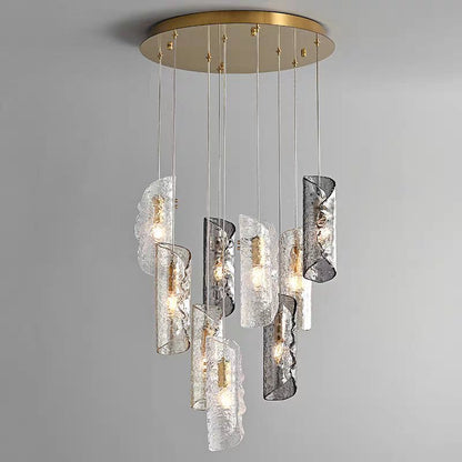 Cascading Textured Glass Chandelier - Zelno
