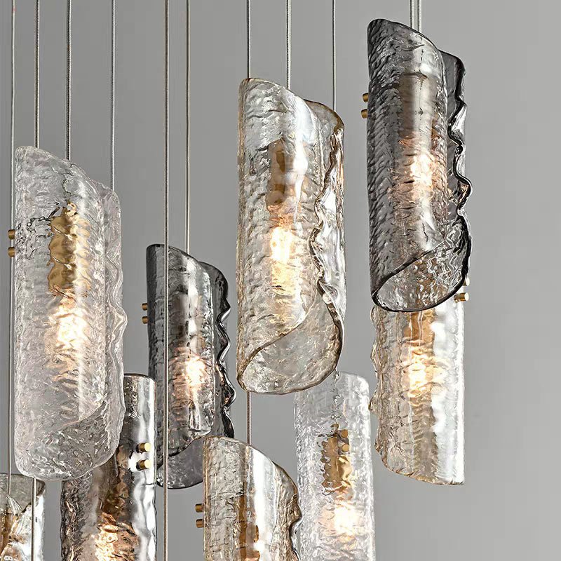 Cascading Textured Glass Chandelier - Zelno