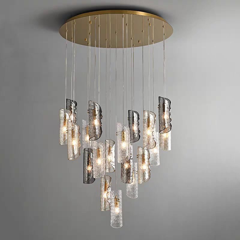 Cascading Textured Glass Chandelier - Zelno