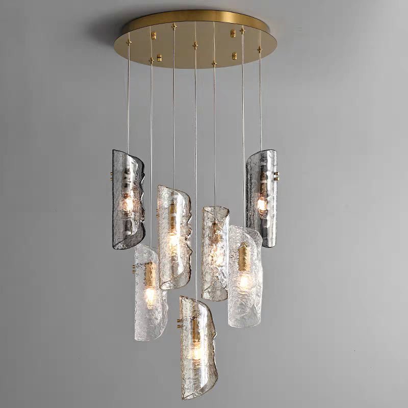 Cascading Textured Glass Chandelier - Zelno