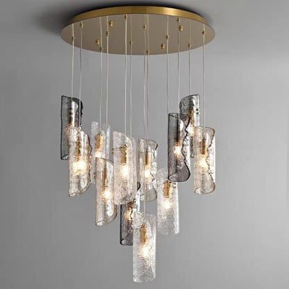 Cascading Textured Glass Chandelier - Zelno