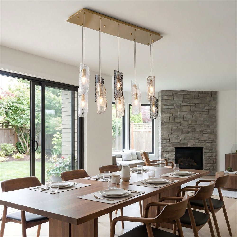 Cascading Textured Glass Chandelier - Zelno