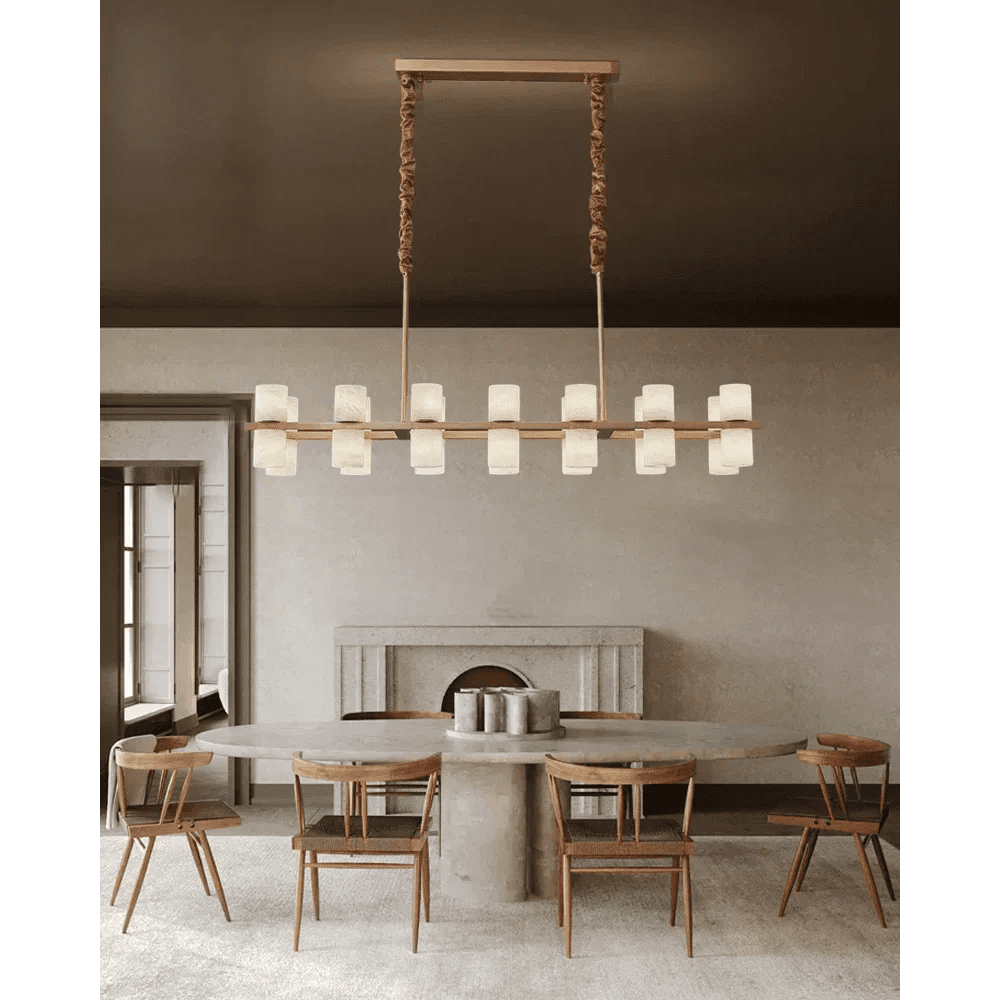 CAURIS ALABASTER LINEAR CHANDELIER 33.5" 39.4" 47.2"L - Zelno Lighting