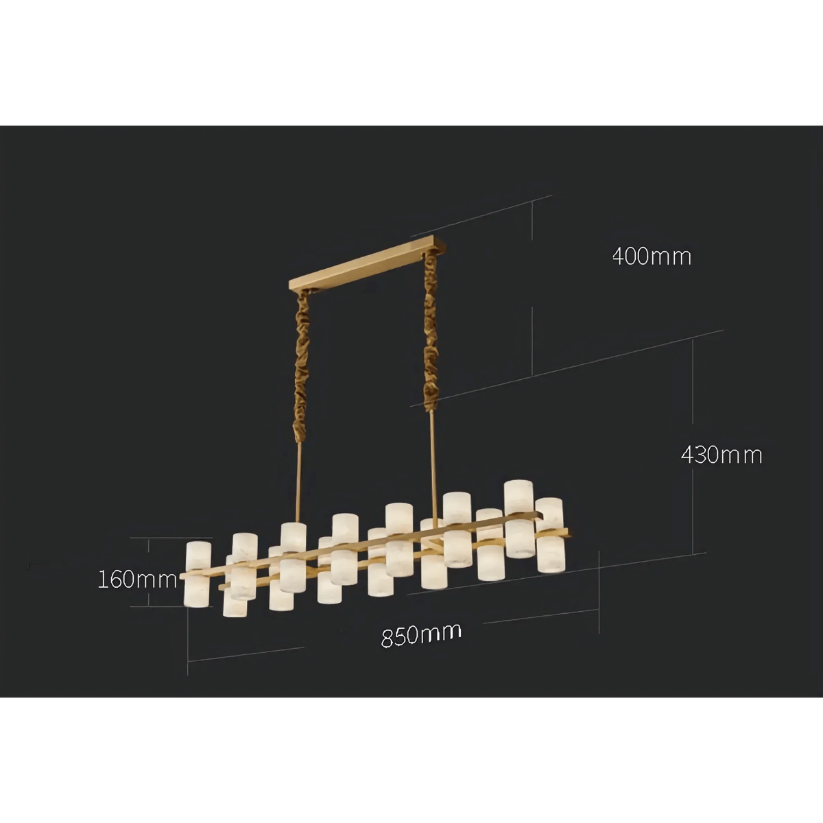 CAURIS ALABASTER LINEAR CHANDELIER 33.5" 39.4" 47.2"L - Zelno Lighting