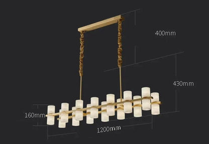 CAURIS ALABASTER LINEAR CHANDELIER 33.5" 39.4" 47.2"L - Zelno Lighting