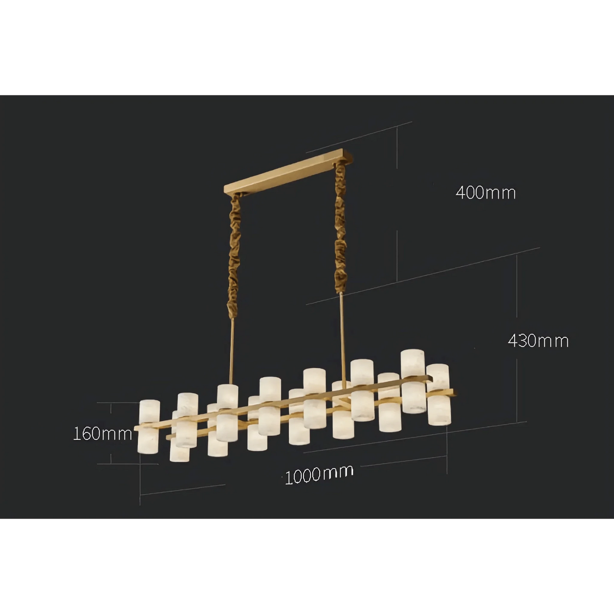 CAURIS ALABASTER LINEAR CHANDELIER 33.5" 39.4" 47.2"L - Zelno Lighting