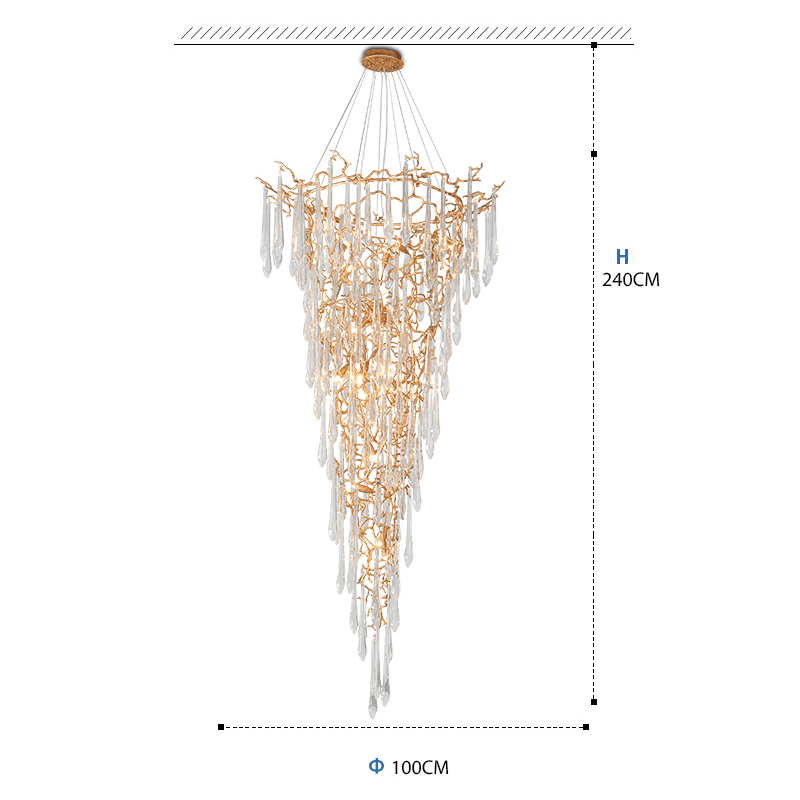 Cecily Crystal Branch Chandelier H 94.49" - Zelno Lighting