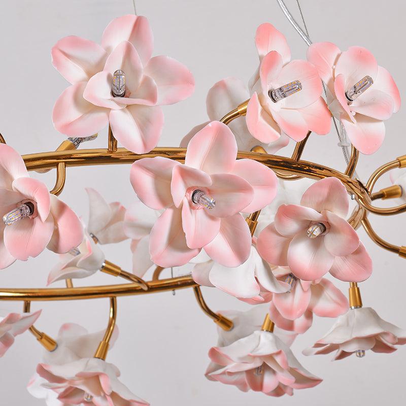 Ceramic Blossom Flower Round Bedroom Chandelier - Zelno Lighting