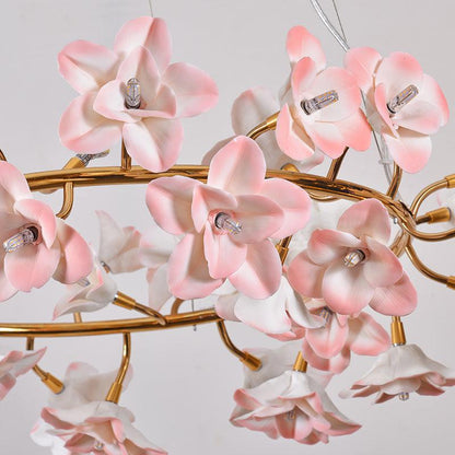 Ceramic Blossom Flower Round Bedroom Chandelier - Zelno Lighting