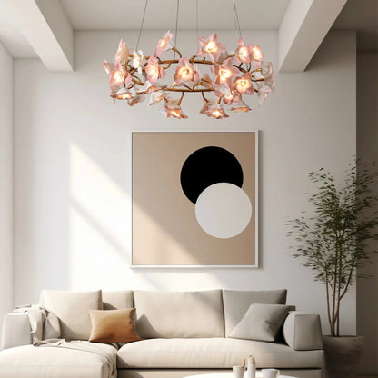 Ceramic Blossom Flower Round Bedroom Chandelier - Zelno Lighting