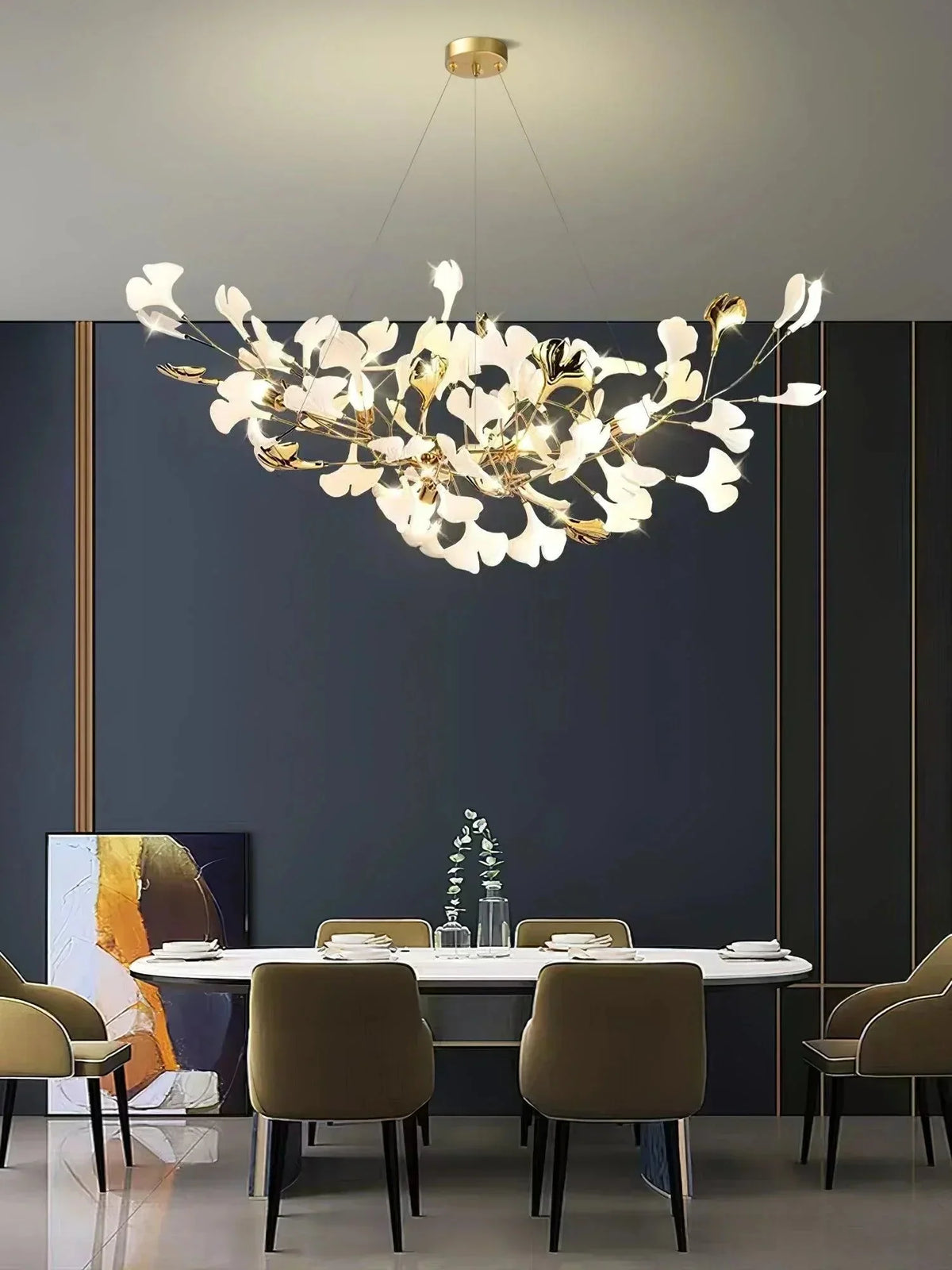 Ceramic Gingko Chandelier B - zelnolighting