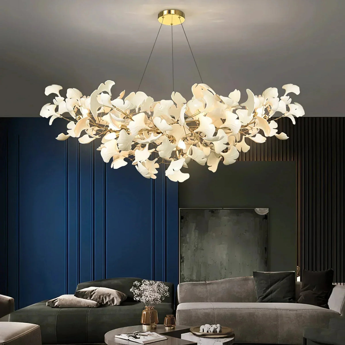 Ceramic Gingko Chandelier B - zelnolighting