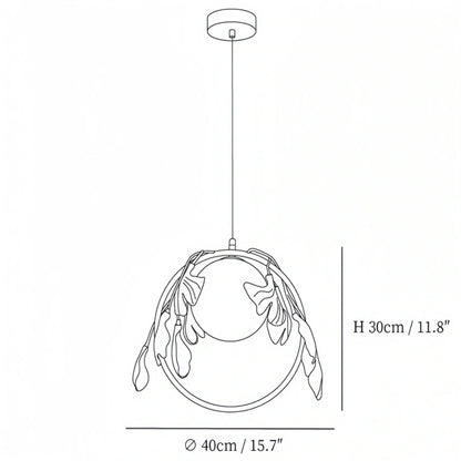 Ceramic Gingko Pendant Lamp - Zelno Lighting