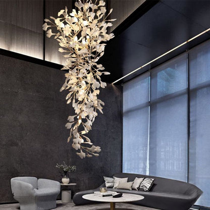 Ceramic Gingko Staircase Branch Chandelier - Zelno Lighting