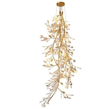 Ceramic Gingko Staircase Branch Chandelier - Zelno Lighting