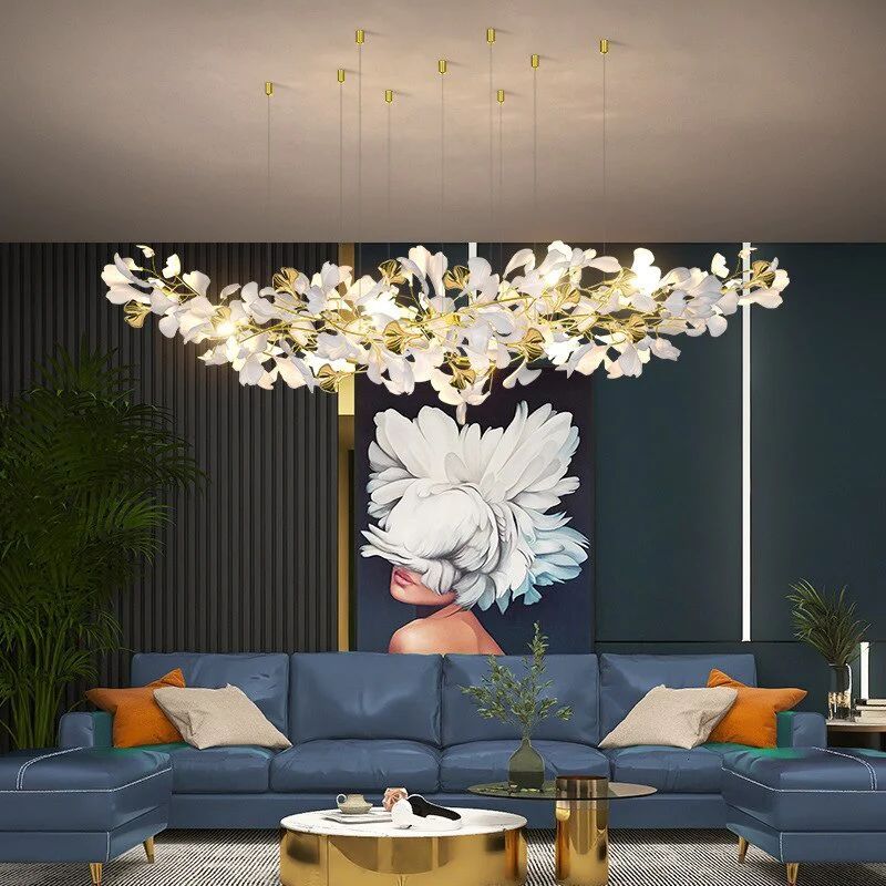 Ceramic Ginkgo Branch Chandelier Light - Zelno Lighting