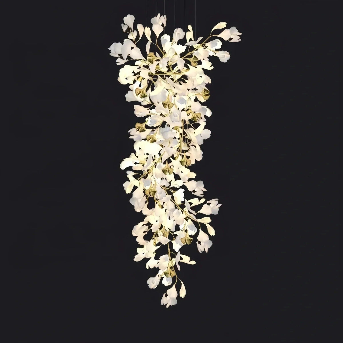 Ceramic Ginkgo Cascading A Branch Chandelier - Zelno Lighting
