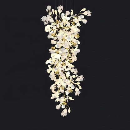 Ceramic Ginkgo Cascading A Branch Chandelier - Zelno Lighting