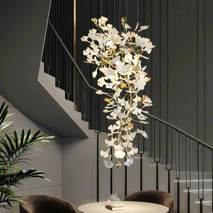 Ceramic Ginkgo Cascading A Branch Chandelier - Zelno Lighting