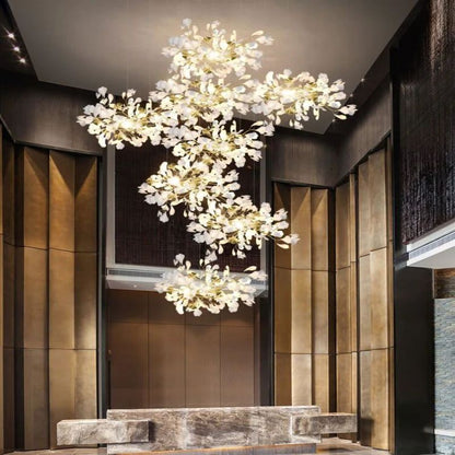 Ceramic Ginkgo Cascading Chandelier - Zelno Lighting