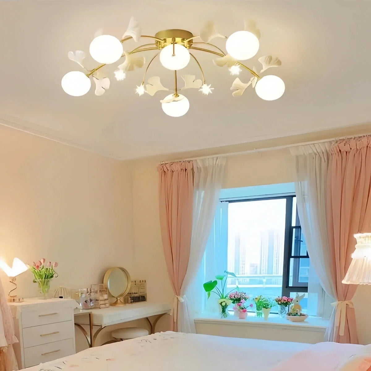 Ceramic Ginkgo Glass Ceiling Lamp - Zelno Lighting