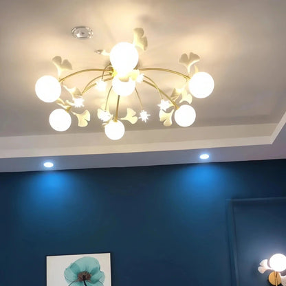 Ceramic Ginkgo Glass Ceiling Lamp - Zelno Lighting