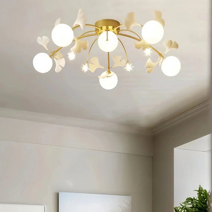 Ceramic Ginkgo Glass Ceiling Lamp - Zelno Lighting