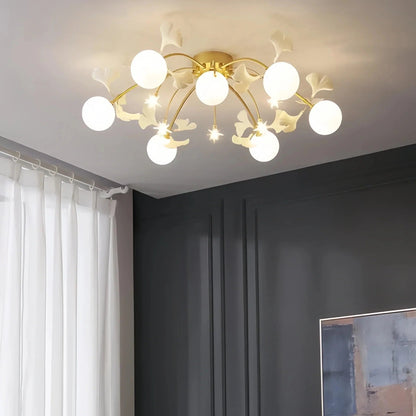 Ceramic Ginkgo Glass Ceiling Lamp - Zelno Lighting