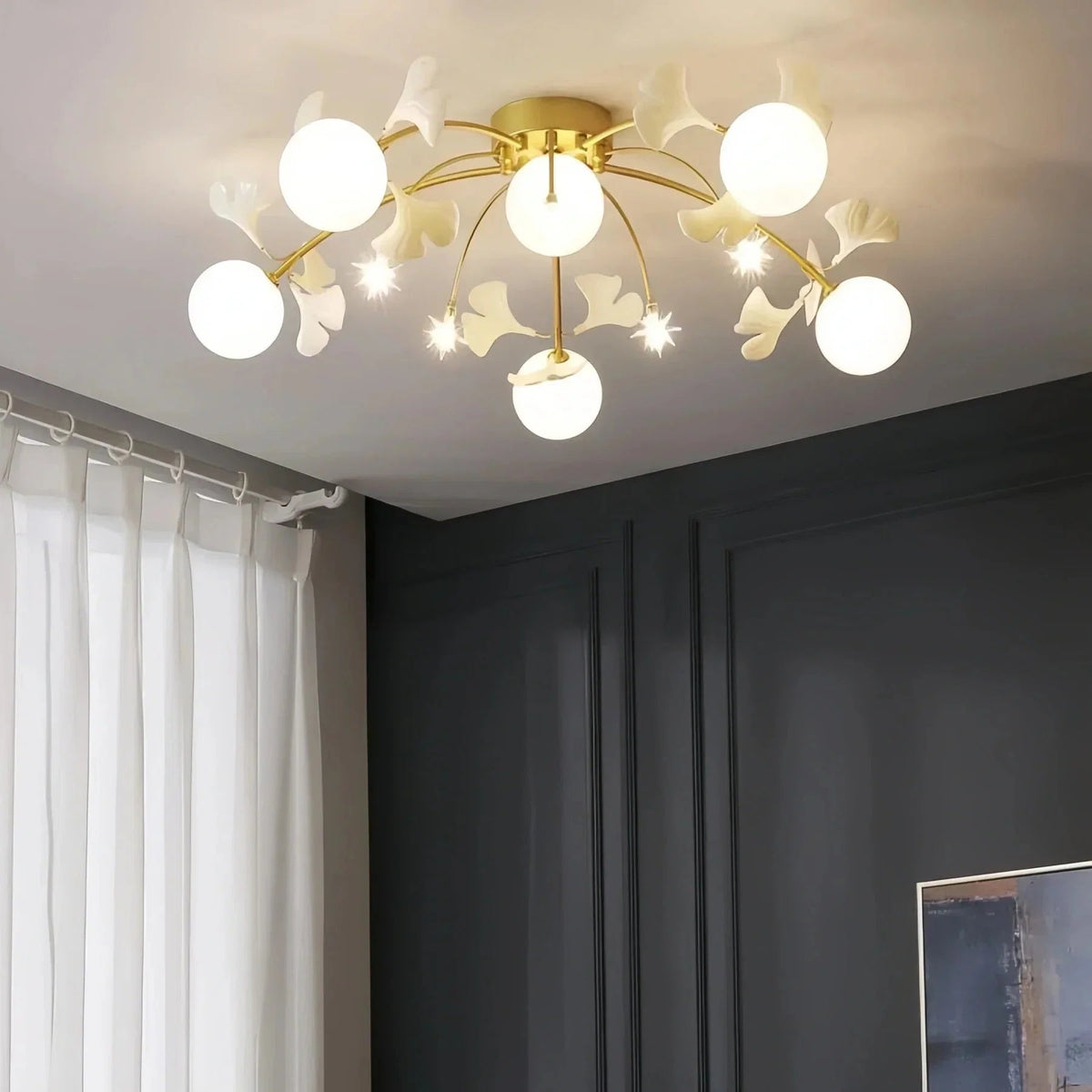 Ceramic Ginkgo Glass Ceiling Lamp - Zelno Lighting