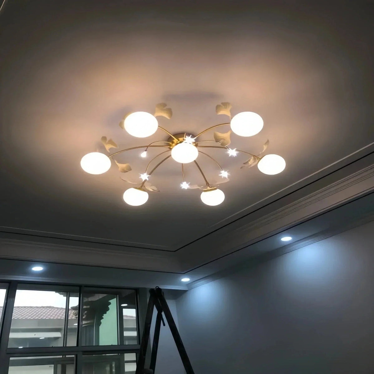 Ceramic Ginkgo Glass Ceiling Lamp - Zelno Lighting
