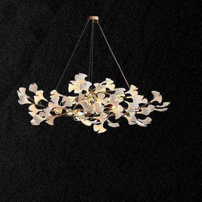 Ceramic Petal Modern Linear Branch Chandelier - Zelno Lighting