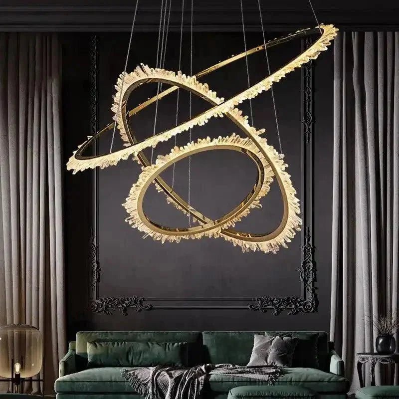 Cervine Modern Rock Crystal Ring Round Chandelier Cluster - Zelno Lighting