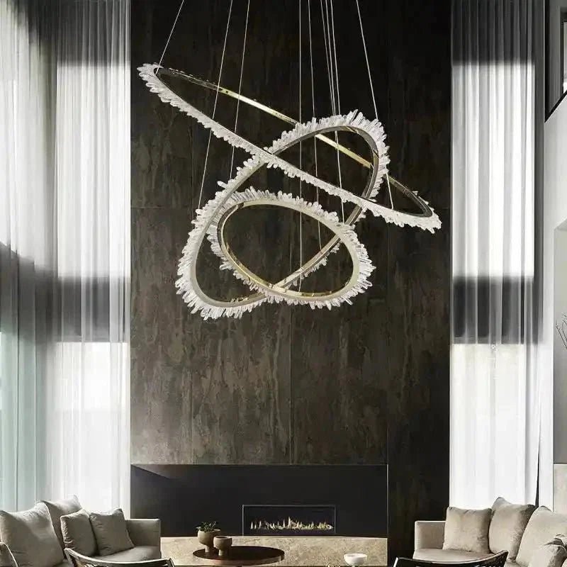 Cervine Modern Rock Crystal Ring Round Chandelier Cluster - Zelno Lighting